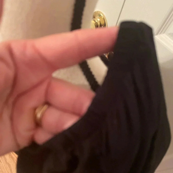 Valerie Steven’s Vintage Black Top Blouse L Off Shoulder Bell Sleeve Rib… - Picture 5 of 8